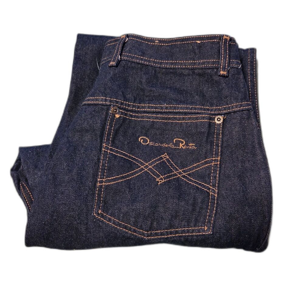 Oscar de la Renta Jeans Womens 34x32 Dark Wash High Rise Bootcut Designer